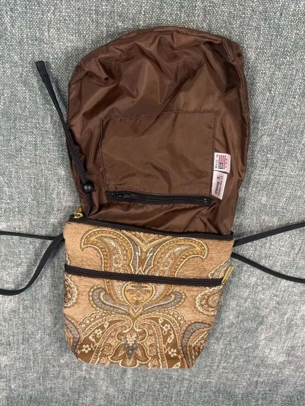 Danny K. Beverly Hills USA Paisley Tapestry Crossbody Shoulder Bag adj strap